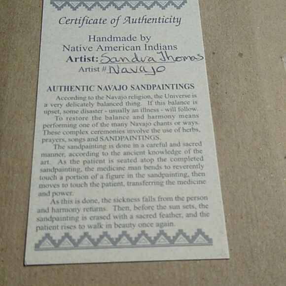 Navajo Sand Painting by Sandra Thomas Wooden Frame Native American Art - Picture 7 of 10